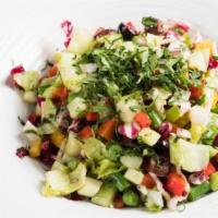 Third Avenue Chopped Salad · Radicchio, Cucumber, Celery, Bell Peppers, Fennel, Green Beans, Chickpeas, Kalamata Olives.