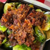 Brussels Sprouts · Smoked Bacon & Balsamic Onion Jam