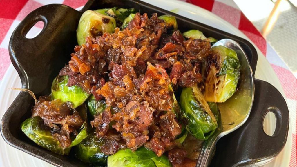 Brussels Sprouts · Smoked Bacon & Balsamic Onion Jam