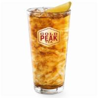 Fresh-Brewed Gold Peak® Tea · Fresh-Brewed Gold Peak® tea, regular, sweet or flavored with peach or raspberry. 0-180 cal.