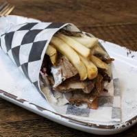 The Classic (Ap' Ola) · The Classic sandwich is loaded with our delicious pork gyro, homemade tzatziki, tomato, onio...