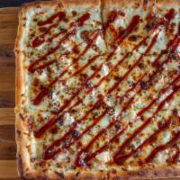 Bbq Chicken Pizza · White pizza grilled chicken, BBQ sauce, and mozzarella cheese.