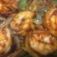 Spicy Stir-Fried Jumbo Shrimp · Jumbo shrimp stir-fried unbil crispy with our cook's szechuan special sauce (little spicy)