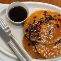 Donnie'S Blackberry Raspberry Pancakes · Topped with fresh banana.