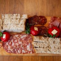 Charcuterie Board · Charcuterie Board with Cured Italian Meats, Provolone-Stuffed Peppadews, Cornichons and Pick...