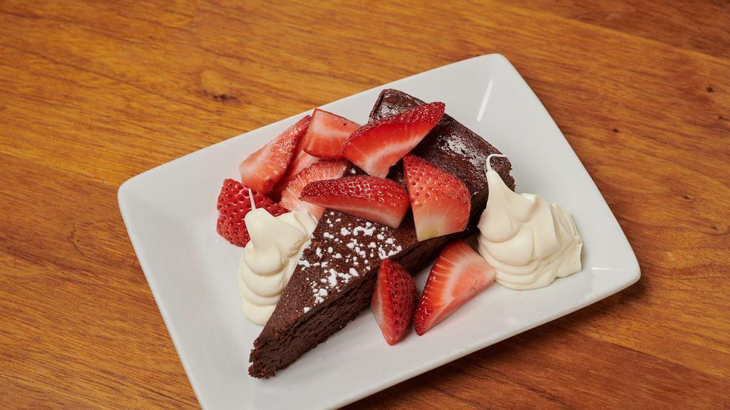 Flourless Chocolate Torte · Flourless Chocolate Torte with Honey Mascarpone and Strawberries