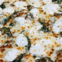 Spinach Special Pizza · Spinach, ricotta cheese and white sauce.