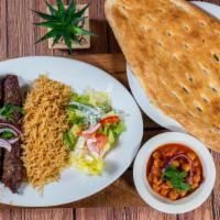 Shami · Seasoned ground beef, broiled on skewers over charcoal. Served with fresh homemade bread.