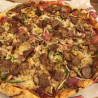 Special Pizza · Fresh peppers, onions, pepperoni, mushrooms, meatball and sausage topped with mozzarella che...