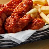 Chicken Wings With Fries Basket · NEW! Eight (8) Wings with choice of sauce with a heaping serving of Fries