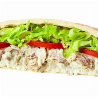 Chicken Salad (Large) · Made in-house with White and Dark Chicken, Celery Salt, Mayo, Lettuce & Tomato.