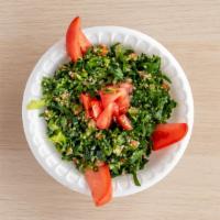 Tabboulli Plate · Homemade salad made mostly of finely chopped parsley, with tomatoes, mint, onion, bulgur, an...