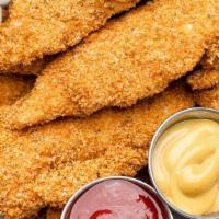 5 Piece Chicken Tenders · Fried chicken tenders served with your choice of sauce.