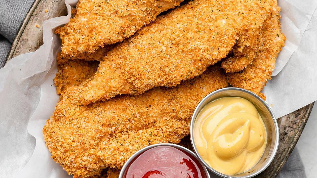 5 Piece Chicken Tenders · Fried chicken tenders served with your choice of sauce.