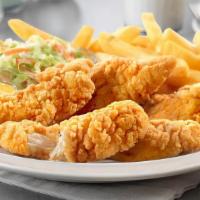 5 Piece Chicken Tenders Meal · Fried chicken tenders served with your choice of sauce. Served with fries and a drink.