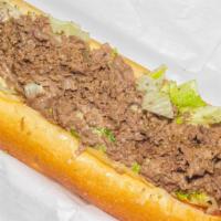 Cheese Steak Hoagie · Served on a hoagie roll or a low carb wrap. 8 ounces of top-quality sirloin steak, American ...