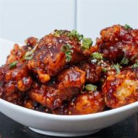 Korean Fried Chicken · Choice of Flavor: Sweet-chili or Honey-soy. Boneless & Skinless fried chicken covered with t...