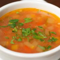 Zuppa Del Minestrone · Gluten-free option available upon request. Local Vegetables, Beans, Pasta in a Light Tomato ...