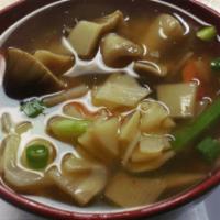 Hot & Sour* (Small) · Chinese rice wine vinegar soup with bamboo shoots, mushrooms, and scallions