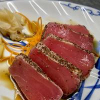 Tuna Tataki · Lightly seared, with ponzu sauce
