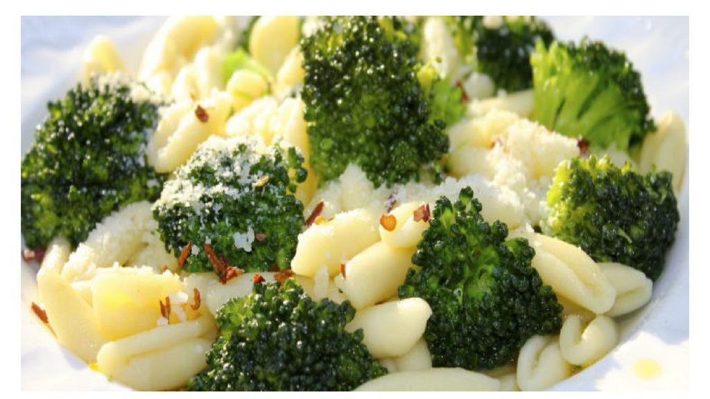 Cavatelli Broccoli · Cavatelli topped with Broccoli Florets sauteed in fresh Garlic with a touch of Olive Oil - Finished with a sprinkle of Grated Parmesan