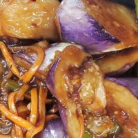 (Hot) Eggplant In Garlic Sauce · Hot, vegetarian. Chop and stir-fried eggplant cook with garlic, ginger and chili.