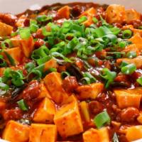 (Hot) Ma Po Tofu · Hot, vegetarian. The spicy sauce coats the soft cubes of silken tofu.