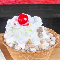 Cookie Dough Specialty Sundaes · Cookie dough bites, hot fudge, whip cream, and cherry.