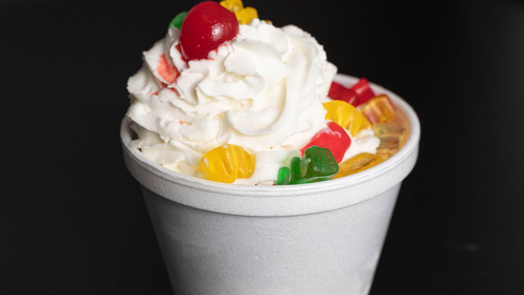 Create Your Own Large Sundae · 3 scoops of ice cream, 2 toppings, whipped cream and a cherry.