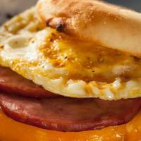 Sausage, Egg & Cheese Sandwich · Large Breakfast sandwich made with Crispy Bacon, melted cheese, and 2 eggs. Served on a Brio...