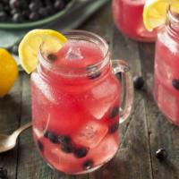 Blueberry Lemonade · Juice made with fresh blueberries, lemons, and organic raw sugar.