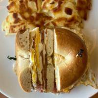 Pork Roll, Egg, Cheese Sandwich · Kaiser, homefries.