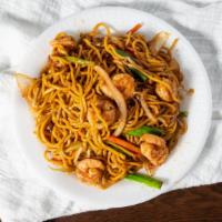 Shrimp Lo Mein Platter虾捞面晚 · Served with  fried rice and egg roll.