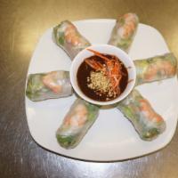 Fresh Spring Roll - 3 Rolls · Cucumber, lettuce, mint, cilantro, pork and shrimp, chicken, tofu, wrapped in steamed rice p...