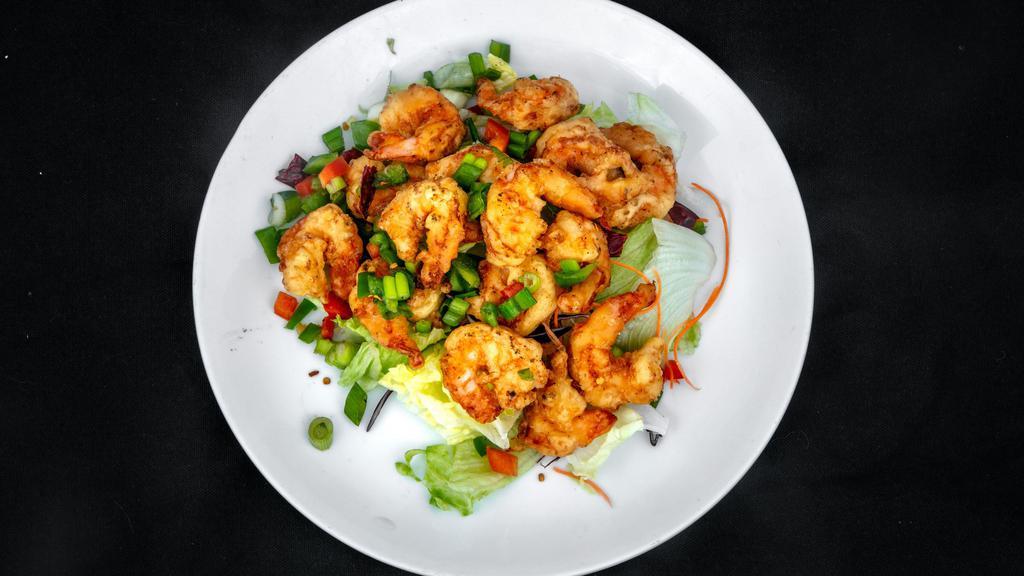 Salt And Pepper Shrimp · Lightly floured jumbo shrimp wok-fried with garlic, scallion and vietnamese chili peppers. Spicy.