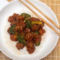 Sesame Chicken · Chunks of tender chicken lightly fried with chef's special sauce and sesame sauce. Served wi...