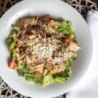 Chicken Shawarma Salad · Gluten-free. Certified halal meat. Taverna salad, rotisserie chicken, mixed greens, feta, on...