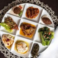 Chef'S Platter · Certified halal meat. A sampling of 9 favorites: hommus, baba ghanoush, tabouleh, grape leaf...