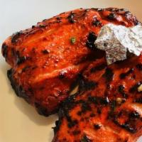 Chicken Malai Kebab · Gluten free. boneless chicken marinated with tandoori spices, ginger garlic paste, mixed nut...