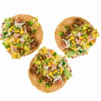 3X Tacos · choice of toppings on a soft corn or flour tortilla