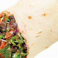 Burrito · rice, black beans, and choice of toppings wrapped with a flour tortilla