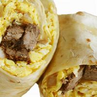 Breakfast Burrito · cage-free eggs, potatoes, cheese, and choice of proteins & toppings