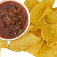 Chips And Salsa · Large Chips served with 8oz of Chiltomate Salsa (medium) - Chunky, fresh roasted tomatoes bl...