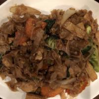 Drunken Noodles · Hot. Stir-fried flat noodle with egg, onion, bamboo shoot, carrot, broccoli, baby corn, red ...