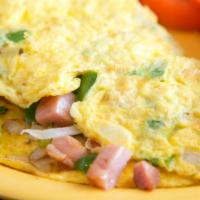 Western Omelet · Ham, onion, and pepper (Eastern no onions).