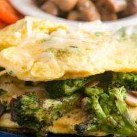 Hurricane Omelet · Broccoli, mushrooms and aged Cheddar cheese.