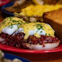Hash Benedict (Full) · Our version of eggs benedict with our famous corned beef hash, Hollandaise.