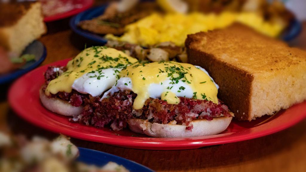 Hash Benedict (Full) · Our version of eggs benedict with our famous corned beef hash, Hollandaise.