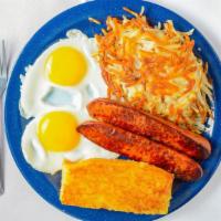 Chourico & Eggs · Eggs with spicy Portuguese chourico sausage.