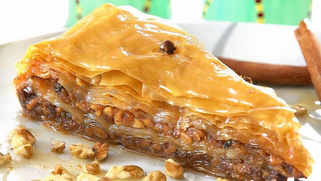 Baklava · Layers of honey sweet filo pastry filled with chopped nuts